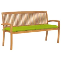 banc de jardin meuble de patio d'extérieur terrasse empilable et coussin 159 cm bois de teck massif 02_0011687