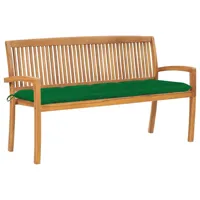 banc de jardin meuble de patio d'extérieur terrasse empilable et coussin 159 cm bois de teck massif 02_0011688