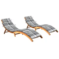lot de 2 transats chaise longue bain de soleil lit de jardin terrasse meuble d'extérieur avec coussins bois d'acacia solide 02_0012040