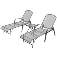 lot de 2 transats chaise longue bain de soleil lit de jardin terrasse meuble d'extérieur avec table acier anthracite 02_0012071