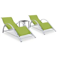 lot de 2 transats chaise longue bain de soleil lit de jardin terrasse meuble d'extérieur avec table aluminium vert 02_0012076