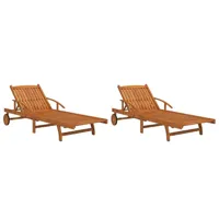 lot de 2 transats chaise longue bain de soleil lit de jardin terrasse meuble d'extérieur bois d'acacia solide 02_0012139