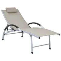 transat chaise longue bain de soleil lit de jardin terrasse meuble d'extérieur aluminium textilène crème 02_0012258