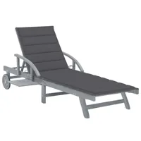 transat chaise longue bain de soleil lit de jardin terrasse meuble d'extérieur avec coussin bois d'acacia solide gris 02_0012389