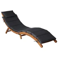 transat chaise longue bain de soleil lit de jardin terrasse meuble d'extérieur avec coussin bois d'acacia solide gris foncé 02_0012412