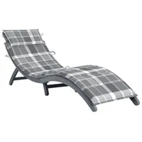 transat chaise longue bain de soleil lit de jardin terrasse meuble d'extérieur avec coussin gris bois d'acacia solide 02_0012460