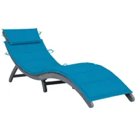 transat chaise longue bain de soleil lit de jardin terrasse meuble d'extérieur avec coussin gris bois d'acacia solide 02_0012465