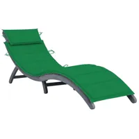 transat chaise longue bain de soleil lit de jardin terrasse meuble d'extérieur 190 cm avec coussin bois d'acacia solide gris 02_0012471