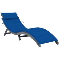 transat chaise longue bain de soleil lit de jardin terrasse meuble d'extérieur avec coussin gris bois d'acacia solide 02_0012472