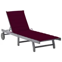 transat chaise longue bain de soleil lit de jardin terrasse meuble d'extérieur avec coussin bois d'acacia solide gris 02_0012474