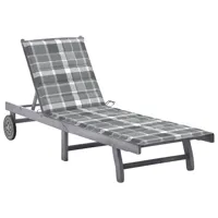 transat chaise longue bain de soleil lit de jardin terrasse meuble d'extérieur avec coussin gris bois d'acacia solide 02_0012478
