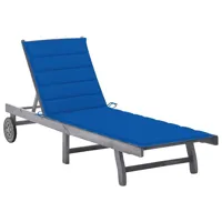 transat chaise longue bain de soleil lit de jardin terrasse meuble d'extérieur avec coussin bois d'acacia solide gris 02_0012482
