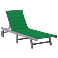 transat chaise longue bain de soleil lit de jardin terrasse meuble d'extérieur avec coussin gris bois d'acacia solide 02_0012486