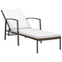 transat chaise longue bain de soleil lit de jardin terrasse meuble d'extérieur avec coussin résine tressée marron 02_0012519
