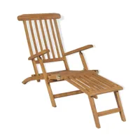 transat chaise longue bain de soleil lit de jardin terrasse meuble d'extérieur avec repose-pied bois de teck solide 02_0012570