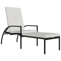 transat chaise longue bain de soleil lit de jardin terrasse meuble d'extérieur avec repose-pied résine tressée marron 02_0012591