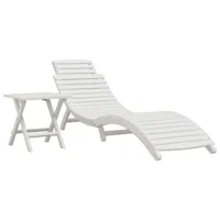 transat chaise longue bain de soleil lit de jardin terrasse meuble d'extérieur avec table blanc bois massif d'acacia 02_0012601