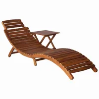 transat chaise longue bain de soleil lit de jardin terrasse meuble d'extérieur avec table bois d'acacia massif marron 02_0012602