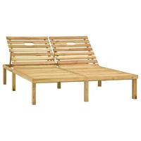 transat chaise longue bain de soleil lit de jardin terrasse meuble d'extérieur double bois de pin imprégné de vert 02_0012743