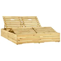 transat chaise longue bain de soleil lit de jardin terrasse meuble d'extérieur double bois de pin imprégné de vert 02_0012744