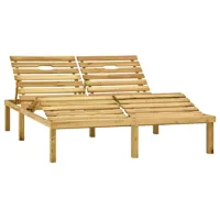 transat chaise longue bain de soleil lit de jardin terrasse meuble d'extérieur double bois de pin imprégné de vert 02_0012745