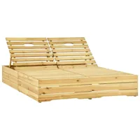 transat chaise longue bain de soleil lit de jardin terrasse meuble d'extérieur double 198 x 135 x (30-75) cm bois de pin imprégné de vert 02_0012746