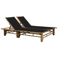 transat chaise longue bain de soleil lit de jardin terrasse meuble d'extérieur 200 cm pour 2 personnes avec coussins bambou 02_0012898