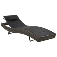transat chaise longue bain de soleil lit de jardin terrasse meuble d'extérieur résine tressée et textilène marron 02_0012921