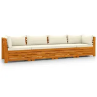 canapé de jardin meuble extérieur 4 places avec coussins bois d'acacia massif 02_0013237