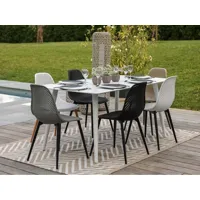 table de jardin rectangulaire en aluminium blanc corfou - 6 places - jardiline