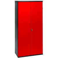 pierre henry - armoire métallique 180 cm noire avec portes rouges