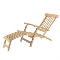 harris - chaise longue de jardin en bois teck brut