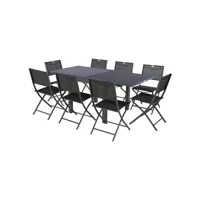 table extensible carrée alu piazza 4/8 places graphite - hespéride