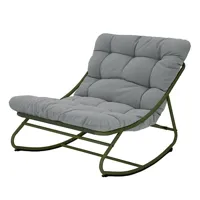 fauteuil à bascule ana en acier kaki et textilene kaki avec coussin gris