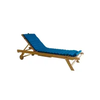 bain de soleil mola en bois d'acacia fsc avec matelas ondulo bleu