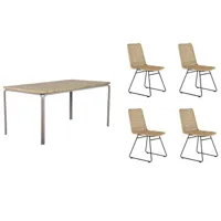 ensemble table asti en bois d'acacia fsc 160 cm et 4 chaises de jardin