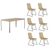 ensemble table asti en bois d'acacia fsc 160 cm et 6 chaises