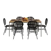 ensemble table asti en bois d'acacia fsc 160 cm et 6 chaises de jardin coloris noir