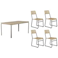 ensemble table asti en bois d'acacia fsc 160 cm et 4 chaises