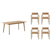 ensemble table perla en bois d'acacia fsc 180 cm et 4 fauteuils