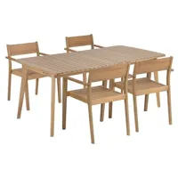 ensemble table salma extensible 180/230 cm en bois d'acacia fsc et 4 chaises de jardin