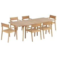 ensemble table salma extensible 180/230 cm en bois d'acacia fsc et 6 chaises de jardin