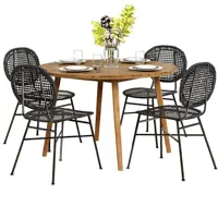 ensemble table verone en bois d'acacia fsc et 4 chaises de jardin coloris noir