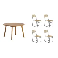 ensemble table verone en bois d'acacia fsc et 4 chaises de jardin