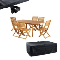 ensemble table et chaises de jardin prato 6 places en bois d'eucalyptus fsc 120-180 cm avec housse de protection