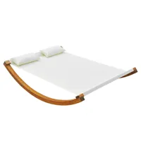 bain de soleil transat design à bascule 2 places 2 coussins inclus bois mélèze pré-huilé coton blanc