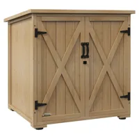 armoire de jardin 2 portes croisillons étagère toit bitumé bois sapin pré-huilé