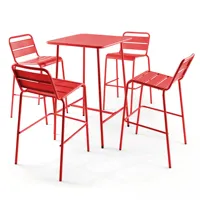 table haute de jardin carrée en acier rouge