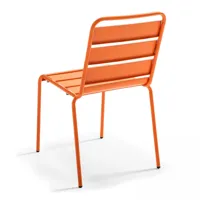 ensemble table de jardin ronde et 2 chaises métal orange