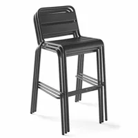 ensemble table haute et 4 chaises de bar en métal gris